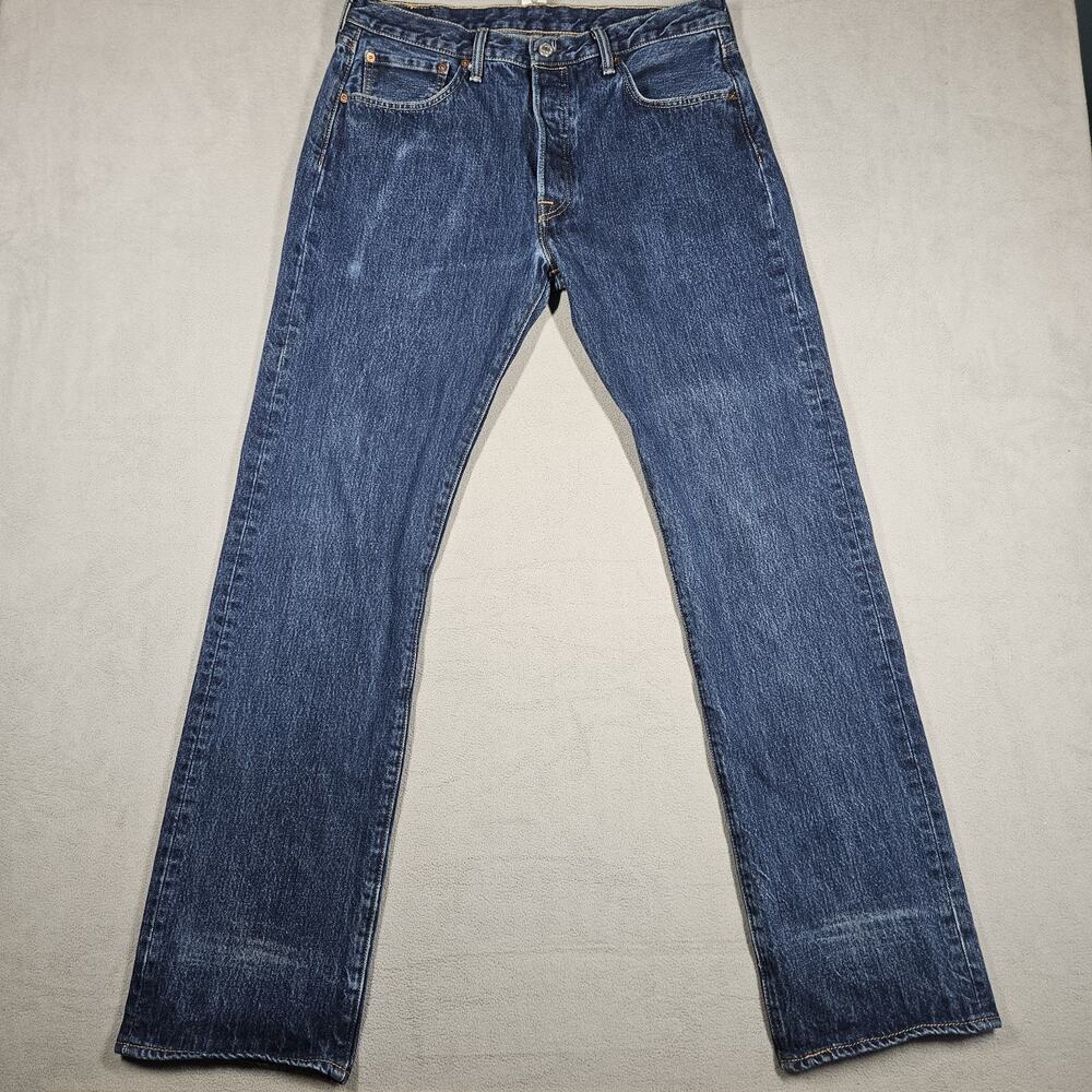 Levi's 501 Jeans Mens‎ 34x33 Original Fit Button Fly Med Wash Distressing Faded